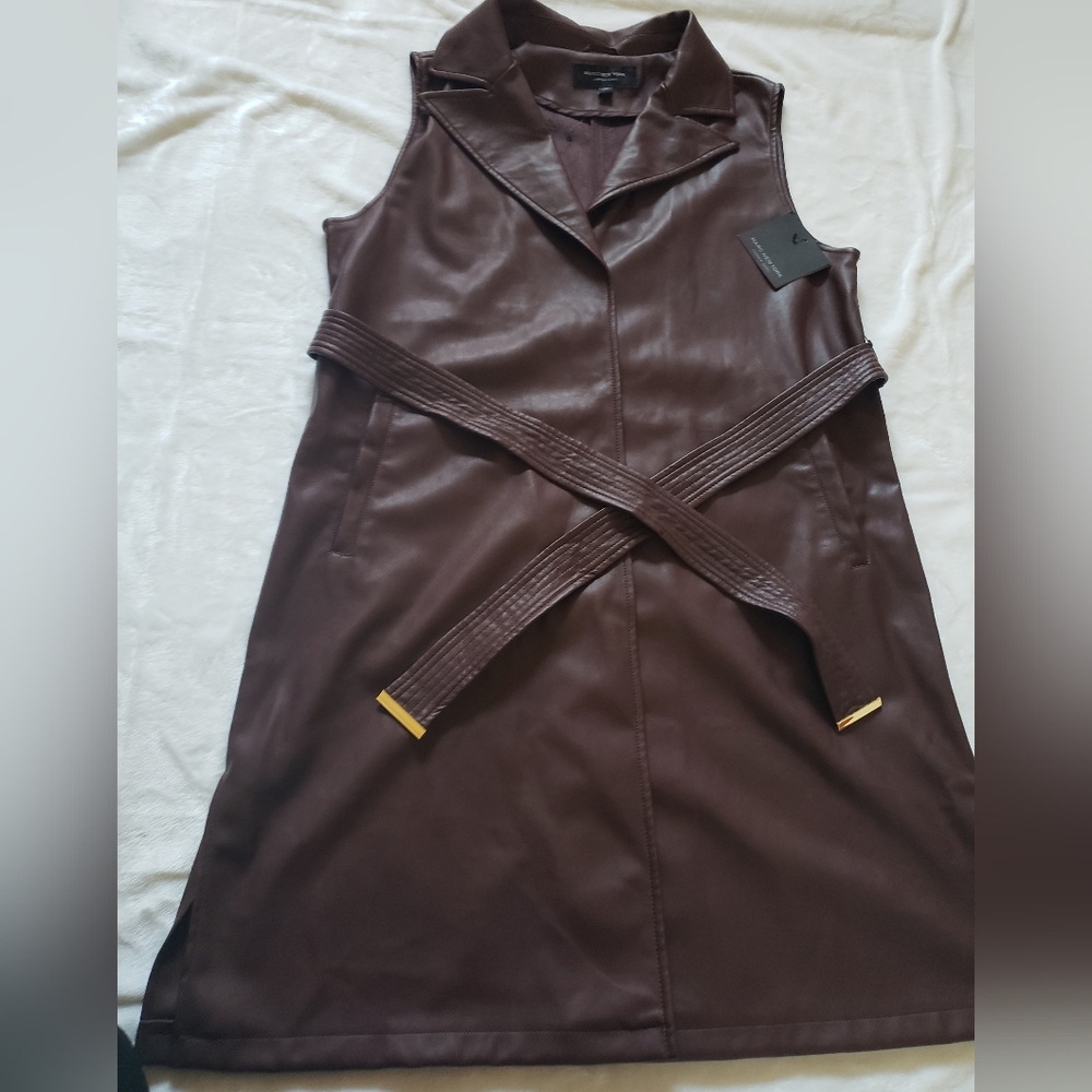 MARC NEW YORK FAUX LEATHER Trench Coat (color is Decadent Chocolate) - Picture 2 of 14
